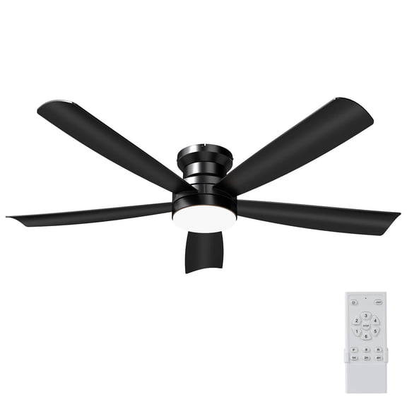 Costway 52" Ceiling Fan with Lights and Remote Control & Quiet Reversible Motor Black
