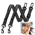 thumbnail image 2 of Paquete de 2 cinturones de seguridad ajustables PUEENOD para perros de nailon con amortiguador elástico reflectante y duradero, 2 of 5