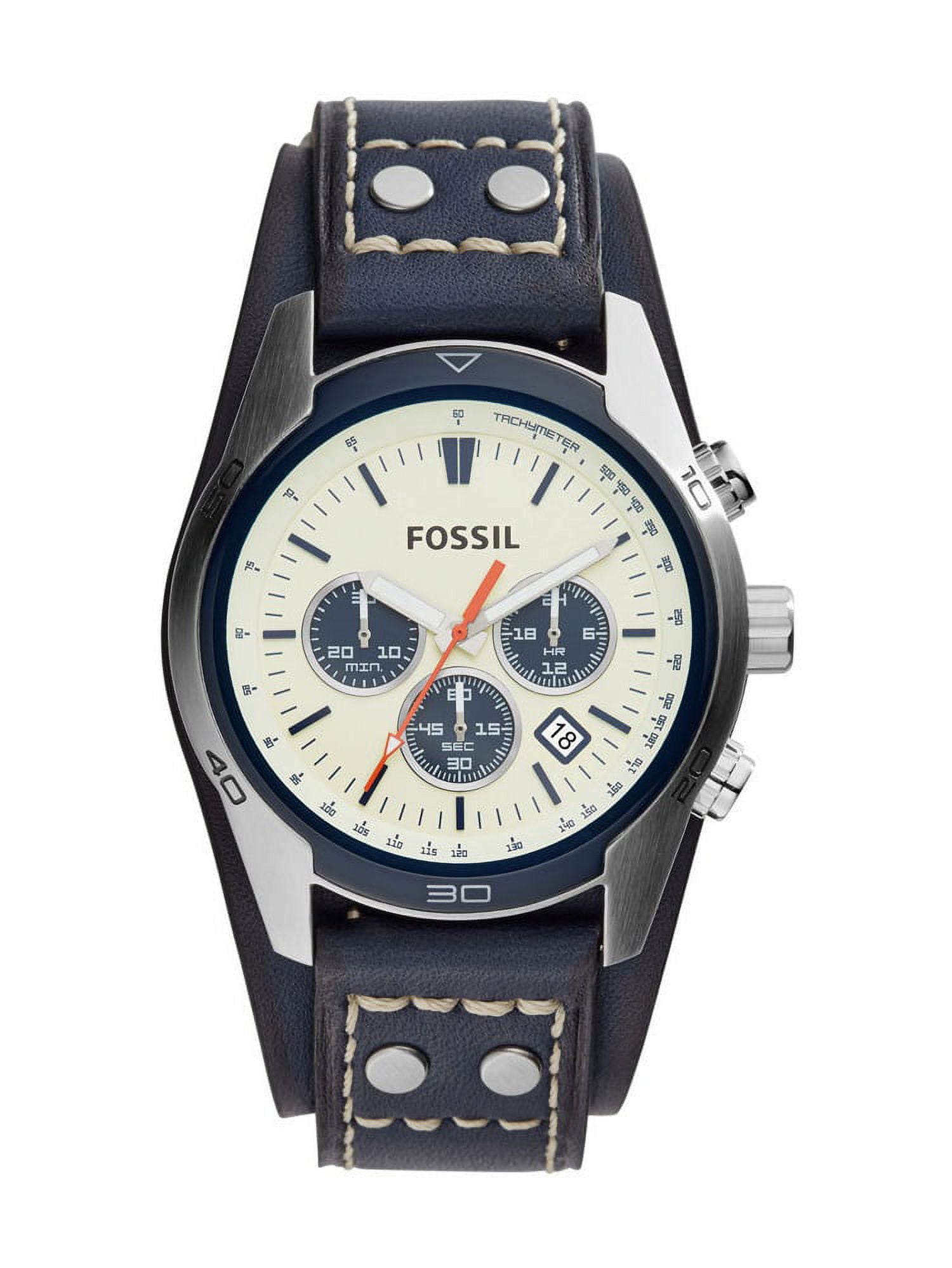 Fossil Men s CH3051 Coachman Chronograph Blue Leather Watch