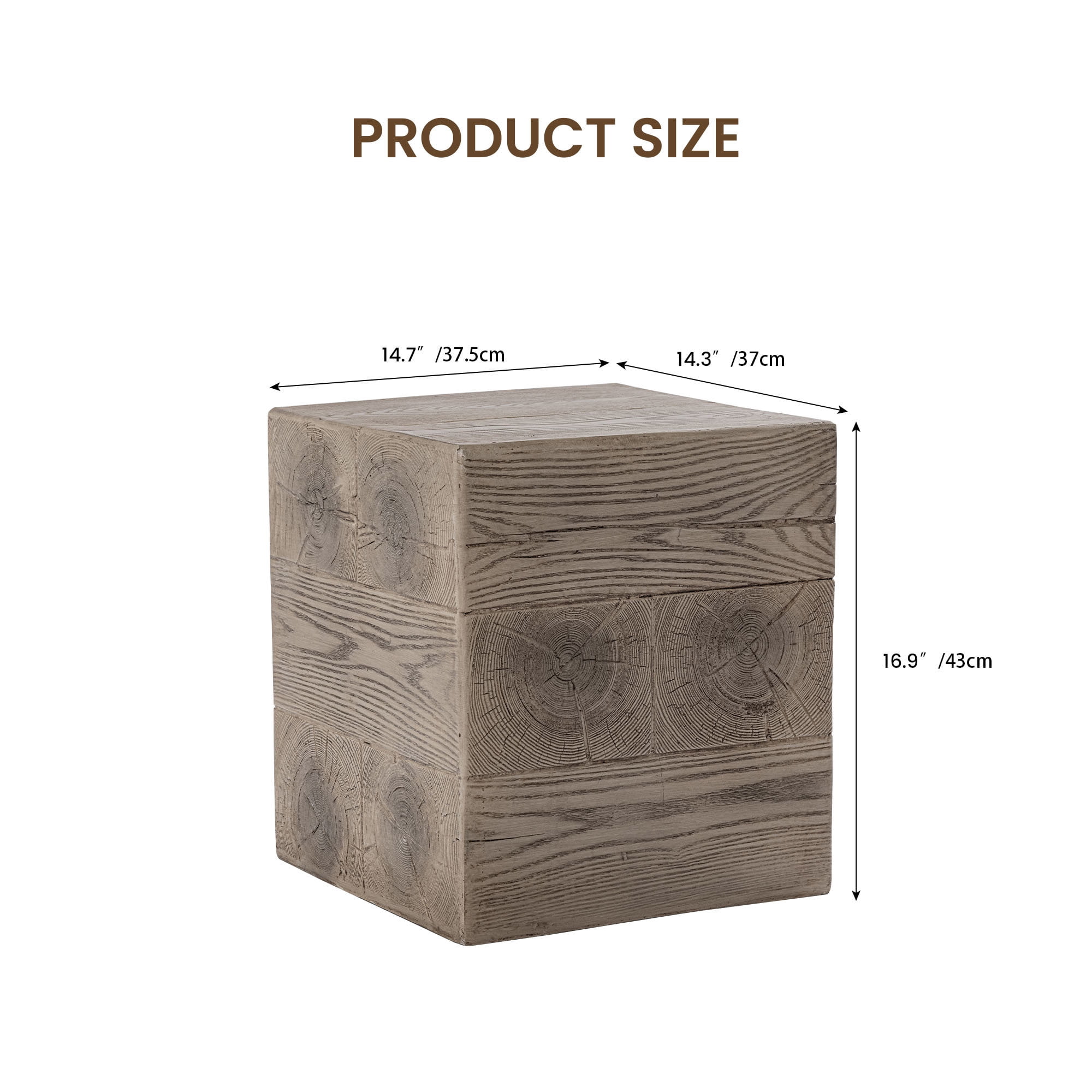VENTOPYR Square Concrete Outdoor Side Table,Morden Accent End Table
