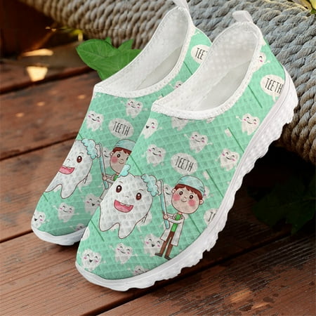 

Loafers Women Flats Cartoon Dental Nurse Print Breath Mesh Casual Shoes Comfort Sneakers for Ladies Summer Slip On Shoes