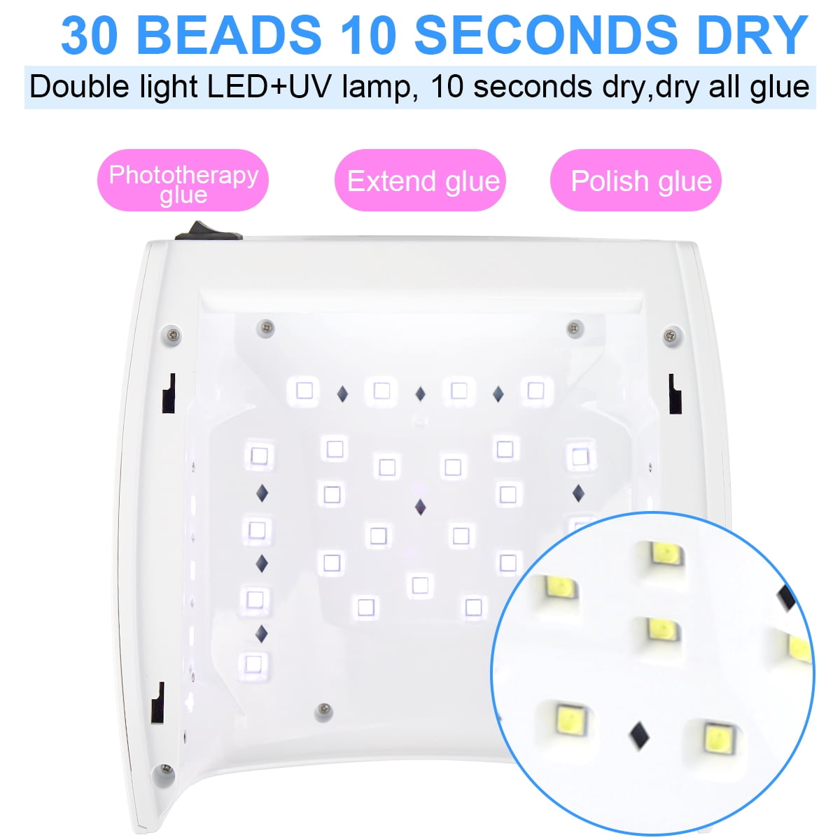 Audessy 48W UV LED Nail Lamp, Nail Dryer for Gel Polish, 4 Timers UV Nail Lamp Professional Nail Light, White