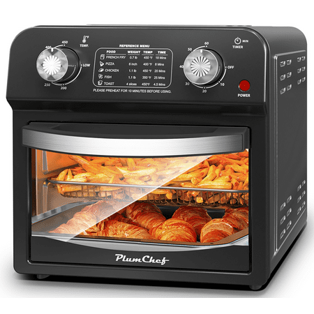 Plum Chef 13 Quart Air Fryer  Oil-Less Air Fryer Toaster Oven Combo with Digital Recipe  1500W  Black