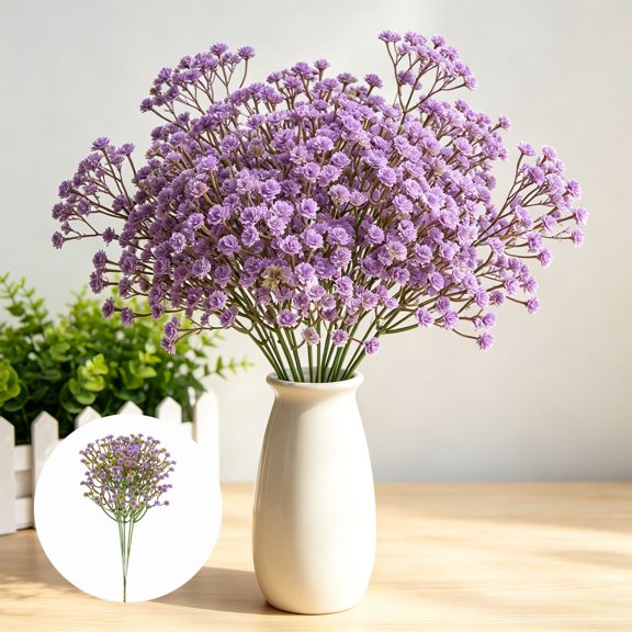 Hyknon 3Pcs Artificial Gypsophila Flowers, Faux Silk Flower Picks, Realistic Bendable Floral Bundles, Real Touch Fade Resistan Bouquet Decor for Indoor Table Centerpieces Wedding Home 11.4"