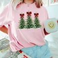 thumbnail image 4 of Three Christmas Trees with Red Bows Graphic Print T-Shirt | Festive Holiday Design, 4 of 6
