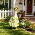 thumbnail image 5 of Porch Goose Outfit Set with Printed Sun Hat Bow Top Skirt, 23 Inch Porch Gander Statue Costume, Summer Garden Yard Decor, 5 of 6