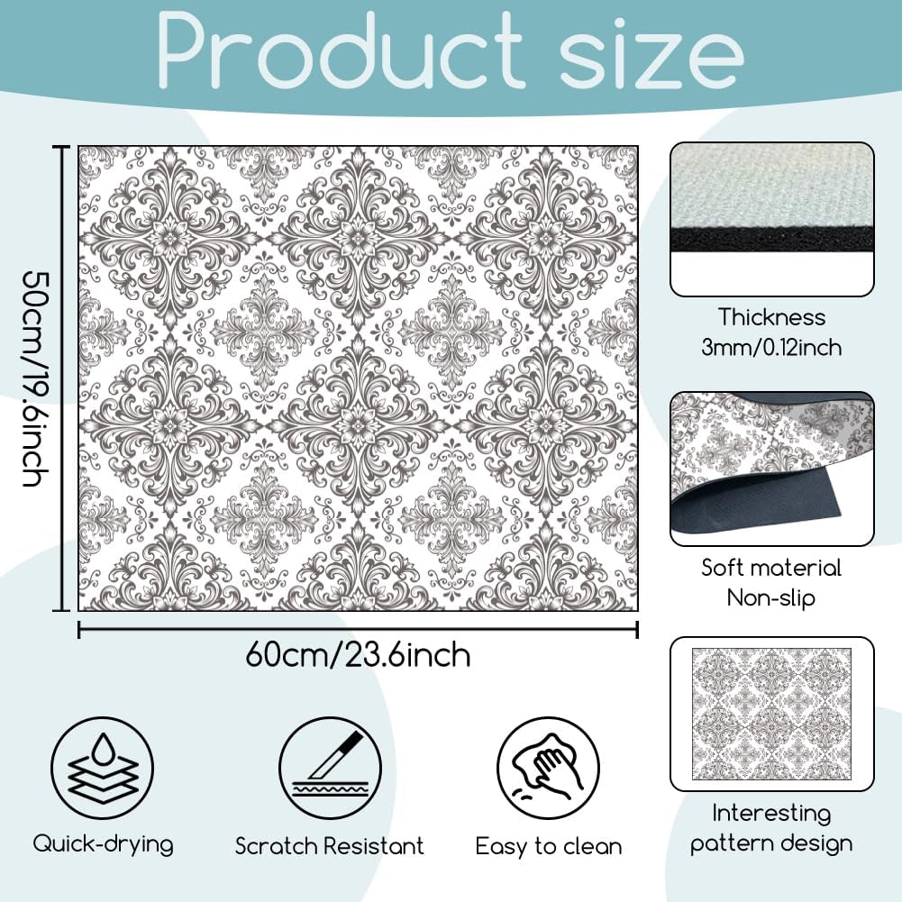 Flower Vine Washer Dryer Dust Cover 23.6×19.69inch Retro Pattern Washing Machine Top Protector Pads Non Slip Washing Machine Top Multi-color