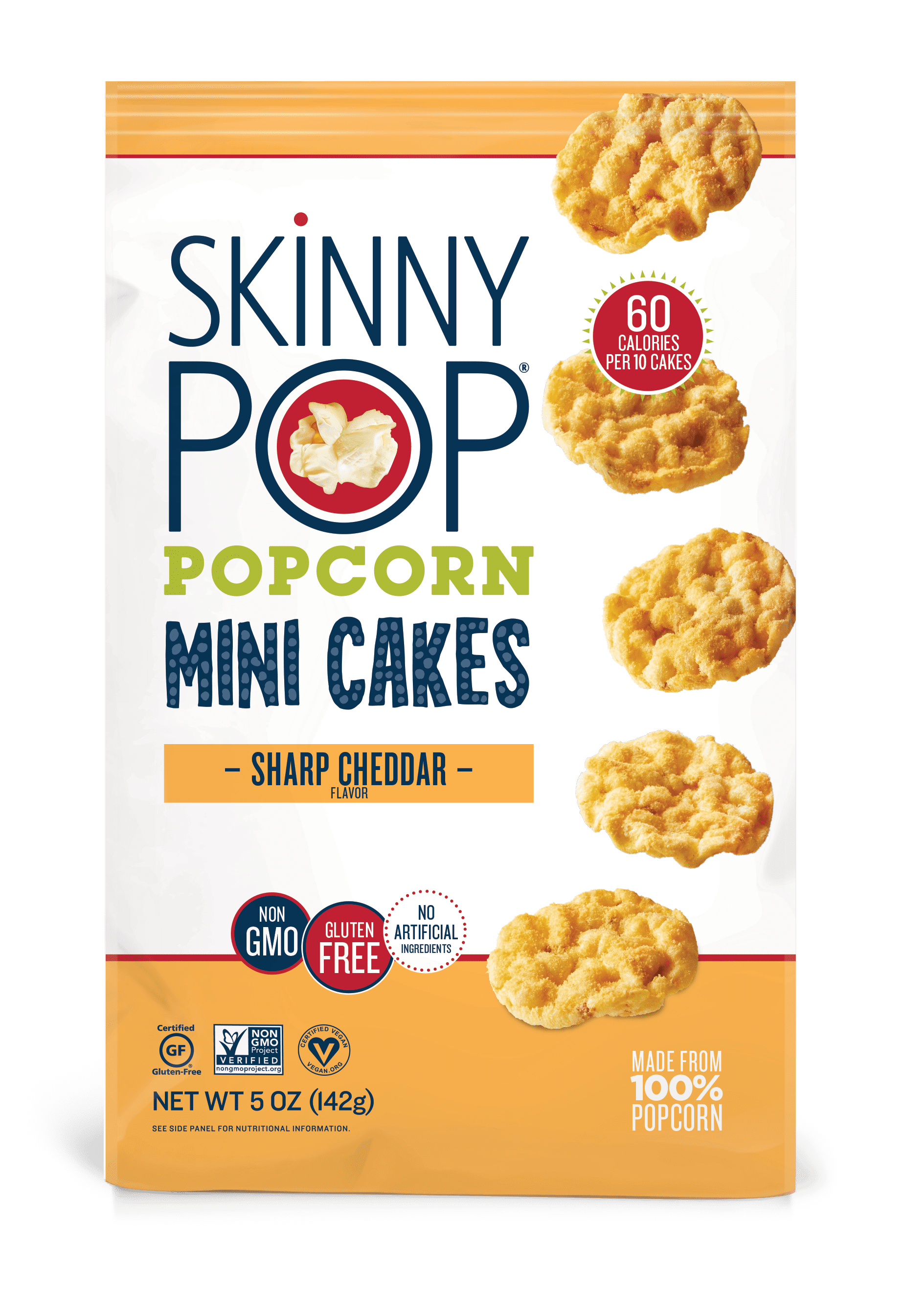 SkinnyPop Sharp Cheddar Popcorn Mini Cakes 5oz Bag