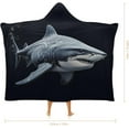 thumbnail image 2 of Shark Wearable Blanket Soft Cozy Plush Fleece Blanket Hoodie for Couch, Hooded Blanket Decorative for Shark Lovers, 2 of 6