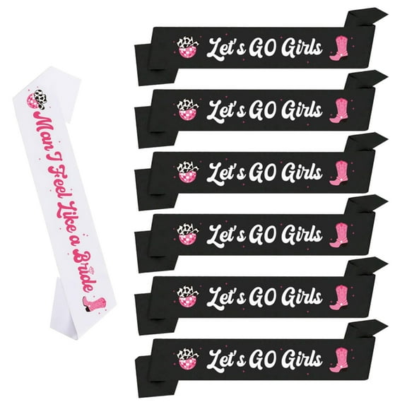 Jesscasday 7pcs Shoulder Sashes for Bachelorette Parties Celebrate with Let's Go Girls Theme for Fun-Filled Night with the Bride