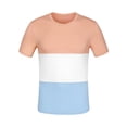 thumbnail image 2 of INSPIRE CHIC Men's T-Shirts Color Block Round Neck Short Sleeve Tops L Blue Pink, 2 of 5