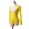 thumbnail image 6 of Long Sleeve Bodycon Gauze Top  Sheer Pure Mesh T Shirts Sexy Adult Bellydance Costumes Carnival Outfit Open Bust Leotard,Leotard,Yellow,3- BTS/Fall,Semi-Opaque, 6 of 8