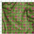 thumbnail image 4 of Soimoi Green Poly Georgette Fabric Check & Floral Printed Craft Fabric by the Yard 52 Inch Wide, 4 of 5