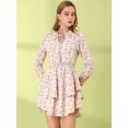 thumbnail image 3 of Unique Bargains Robe en Mousseline à Taille Smockée à Imprimé Floral Vintage pour Femme, 3 of 6