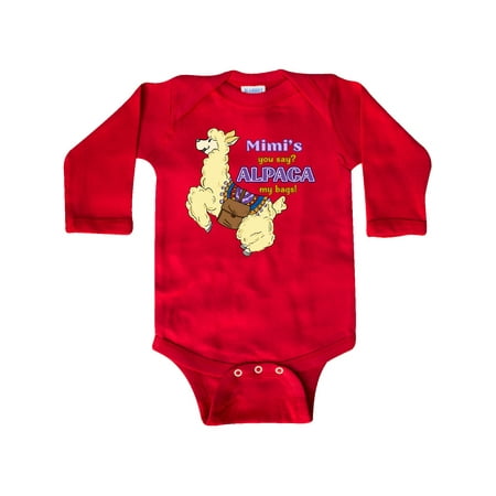 

Inktastic Cute Jumping Alpaca Mimi s You Say ALPACA my Bags Gift Baby Boy or Baby Girl Long Sleeve Bodysuit