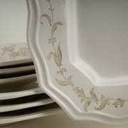 222 Fifth Batik Toile Taupe Porcelain 12-Piece Dinnerware Set, with Plates and Bowl, Service for 4