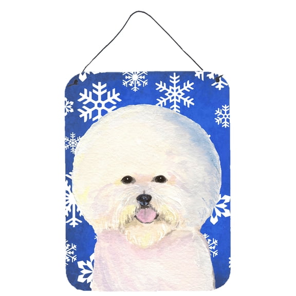Bichon Frise Winter Snowflakes Holiday Wall or Door Hanging Prints