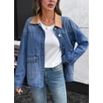 thumbnail image 6 of Eytino Womens Denim Jacket Oversized Jean Jacket with Contrast Trim Long Sleeve Button Down Jean Coat with Pockets Outerwear, 6 of 10