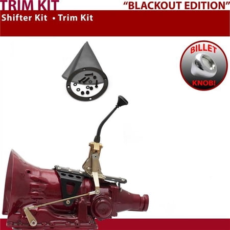 American Shifter TH400 Shifter Kit Black 8 in. Trim Kit Push Button Gray Boot Billet Knob for EDC19