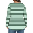 thumbnail image 4 of HomeDM Women's Plus Size Tops Long Sleeve Striped Shirts for Women Fall Round Neck Loose Fit Pullover Tops - Green/3XL, 4 of 6