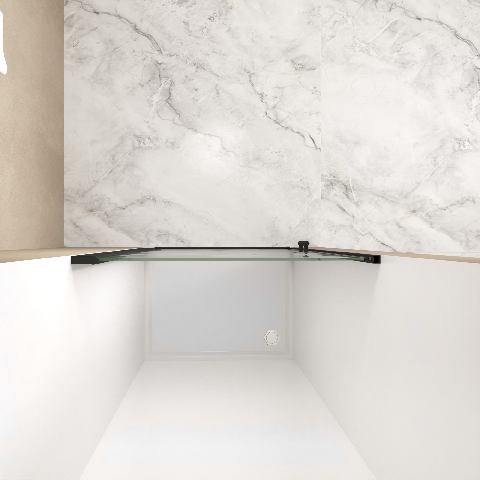 30"W x 72" Pivot Shower Door,Half Frame Shower Door,1/4" Transparent Glass,Matte Black Aluminum Frame