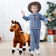 thumbnail image 2 of Ponyeehaw Ride on Horse Toys Mechanical Riding Pony with Wheels for 3-5 Years Old Ride on Pony Outdoor(Brown), 2 of 12