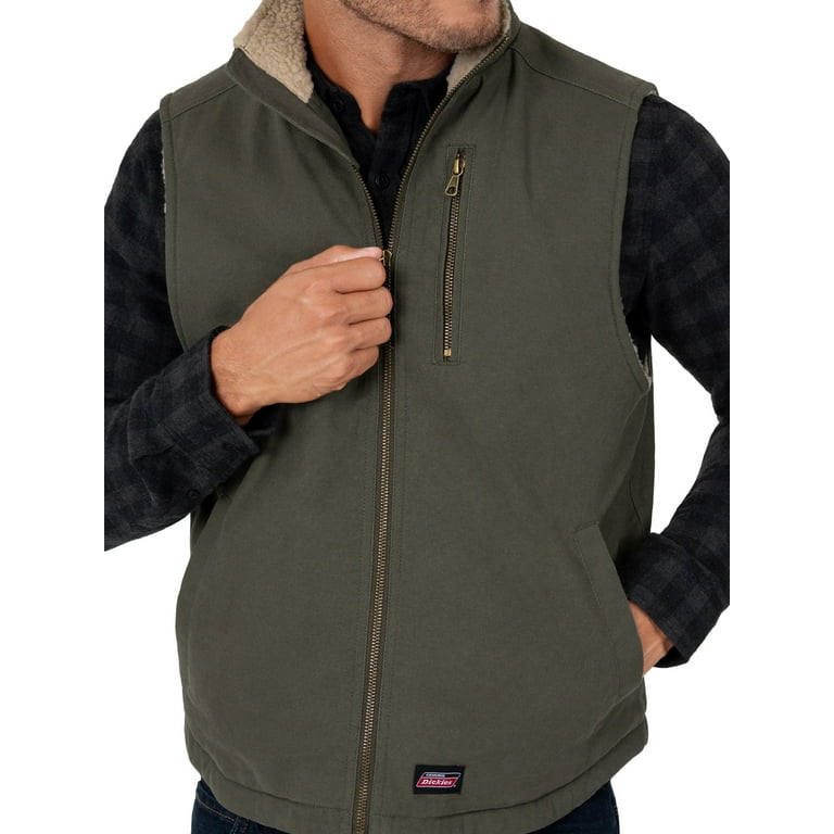 Genuine Dickies Men's Sherpa Lined Canvas Vest with Zip Utility