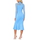 thumbnail image 3 of Vestido de mujer estilo sirena Bodycon con cuello alto y mangas largas de malla transparente XS azul cielo, 3 of 6