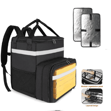 Petyoung Food Delivery Backpack,Insulated Food Delivery Bag,Expandable Insulated Hot Pizza Bags,Large Leakproof Delivery Bag with 4 Mesh Pockets Reflective Strip for Delivery,Camping & Beach