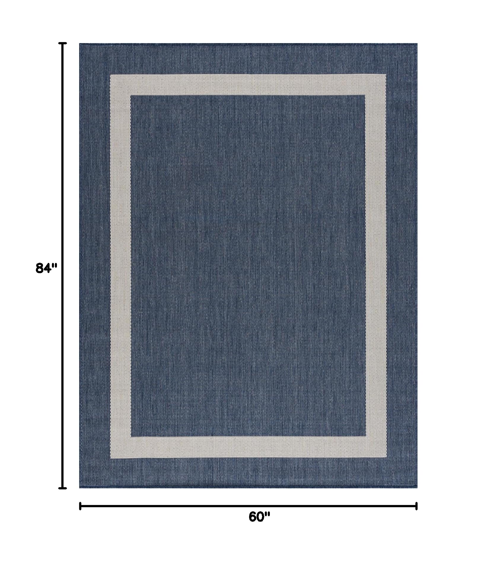 Outdoor Rug 5x7  Modern Outside Rugs For Patios Porches Waterproof Durable Washable Non-shedding Easy-to-clean Indoor Area Carpet (5 X 7 Bordered - Blue/white)