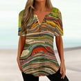 thumbnail image 1 of Hauts d'Été pour Femmes 2024 à Moins de 10 $! Mode Surdimensionné Imprimé Bouton Manches Courtes Col Rond T-shirt Haut Cadeau pour Femmes en Solde, 1 of 3