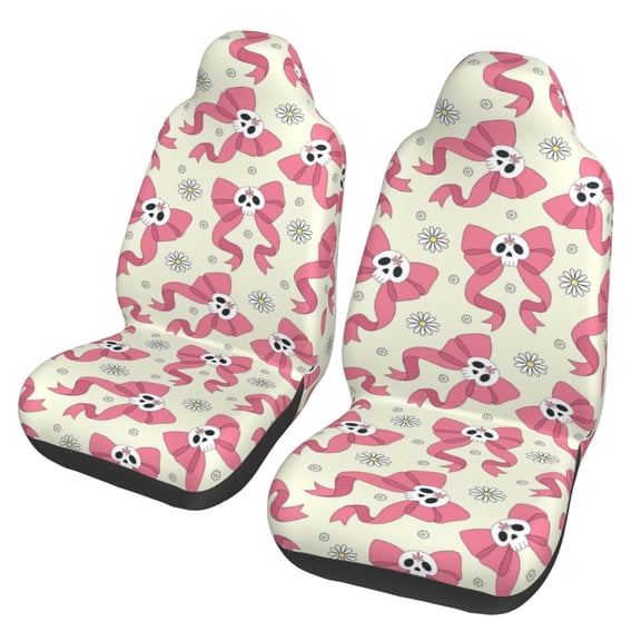 Vsdgher Bow With Sugar Skull Automotive Seat Covers for Cars Trucks and SUVs – Car Seat Covers for Truck Seat Protectors Set of 2