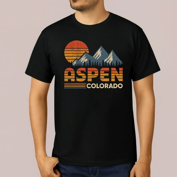 Retro Aspen Colorado Graphic T-Shirt - Vintage Style Mountain Tee for Men & Women