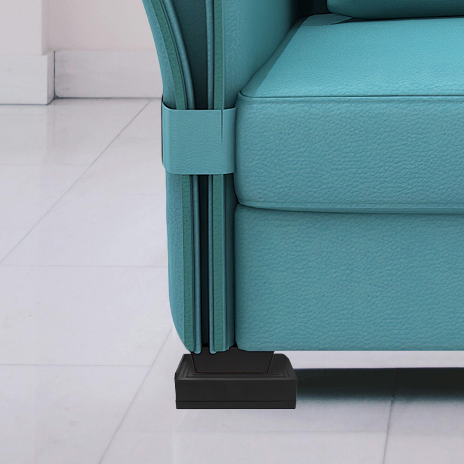 BESTYASH Black Plastic Furniture Risers 4-Pack Non- Elevate Space-Saving Furniture Support