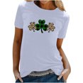 thumbnail image 2 of T-shirts de la Saint-Patrick pour Femmes Mode Col Rond Imprimé Manches Courtes T-shirt Décontracté Ample Hauts Saint-Patrick, 2 of 6