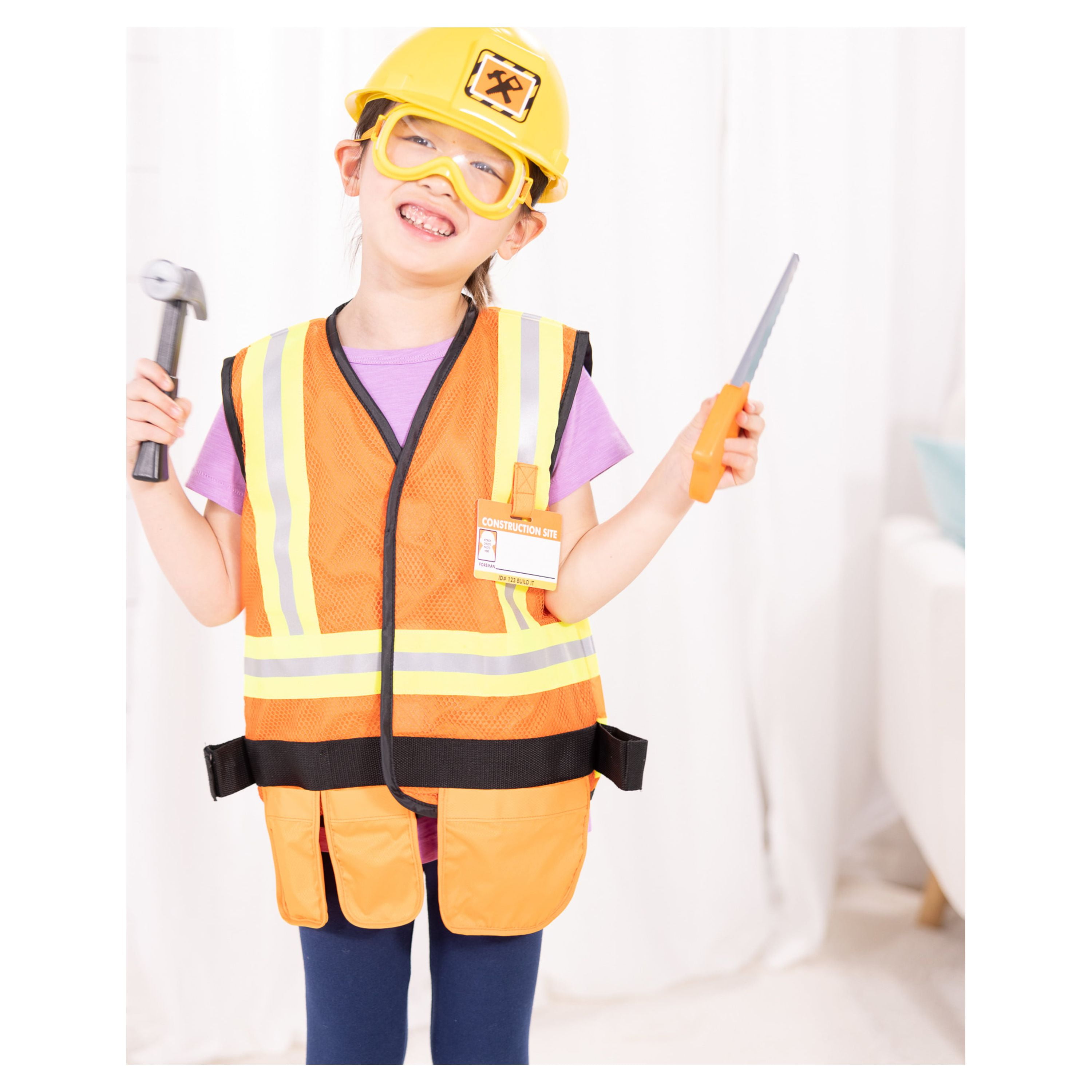 Melissa & Doug Construction Worker Role Play Costume Dress-up Set (6pc) :  Target