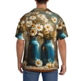 thumbnail image 3 of Uemuo Rustic Daisy Mason Jars Pattern Cotton Linen Short Sleeve Shirts,Casual Lightweight Button Down Shirts,Vacation Beach Summer Tops-Medium, 3 of 7