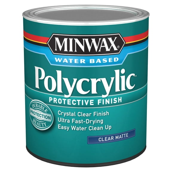 Minwax 622224444 Polycrylic Protective Finish, Clear Matte, Clear, 1 Quart, (1 Piece, 1 Pack)
