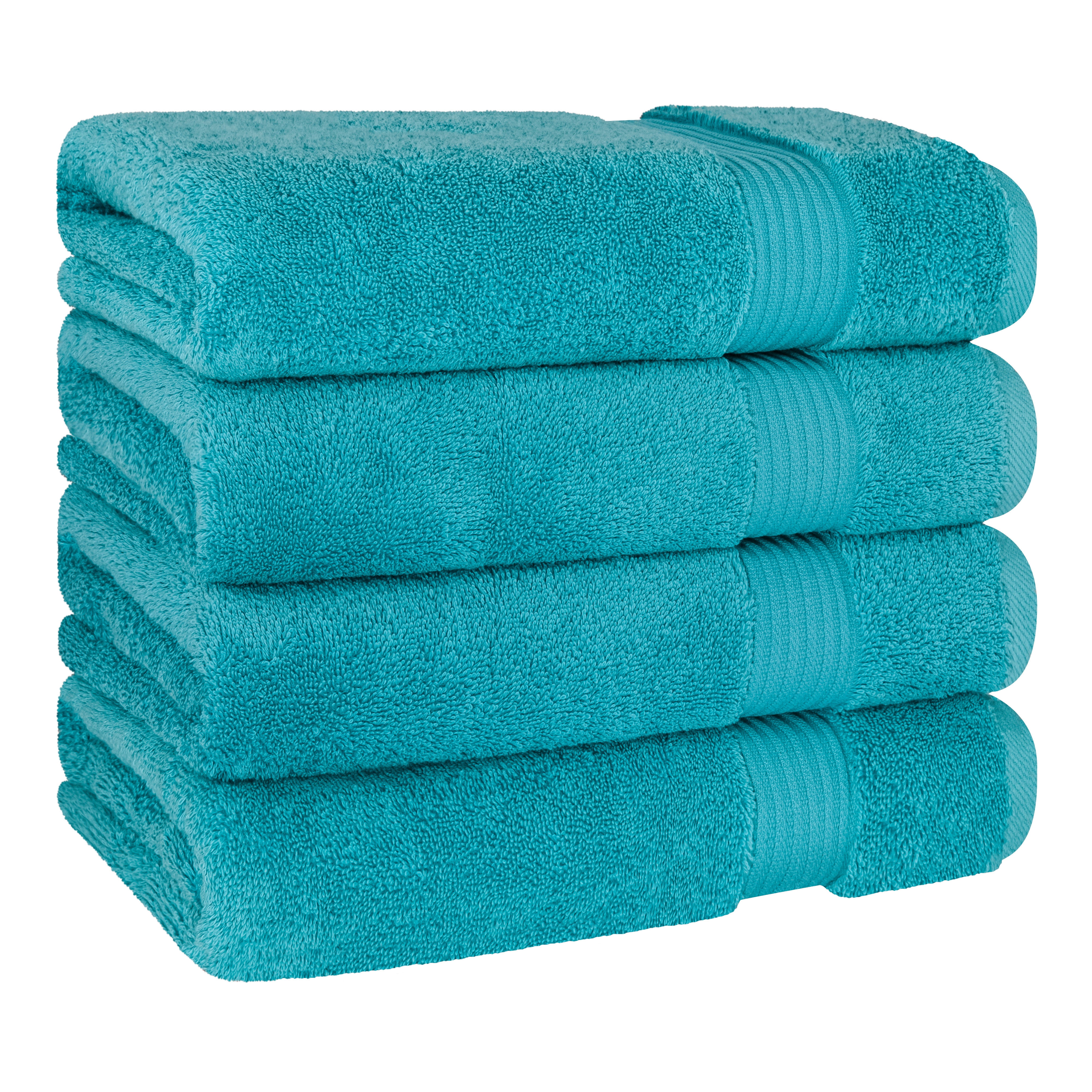 Cotton Paradise 100% Cotton 4 Piece Turkish Bath Towel Set, Soft Plush Towels Clearance Bathroom Set, Aqua