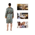 thumbnail image 4 of Bata de hombre tipo kimono, albornoz, bata de satén larga para dormir, cárdigan, pijama japonés, ropa de dormir con cuello en V y bolsillos y cinturón, 4 of 5