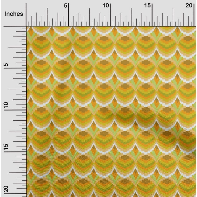 oneOone Cotton Flex Fabric Waves Flame Stitch Decor Fabric Printed BTY 40 Inch Wide
