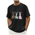 thumbnail image 5 of Tops for Men under $5 Short Sleeve Round Neck Easter Eggs Rabbit Print Shirt Black L, 5 of 5