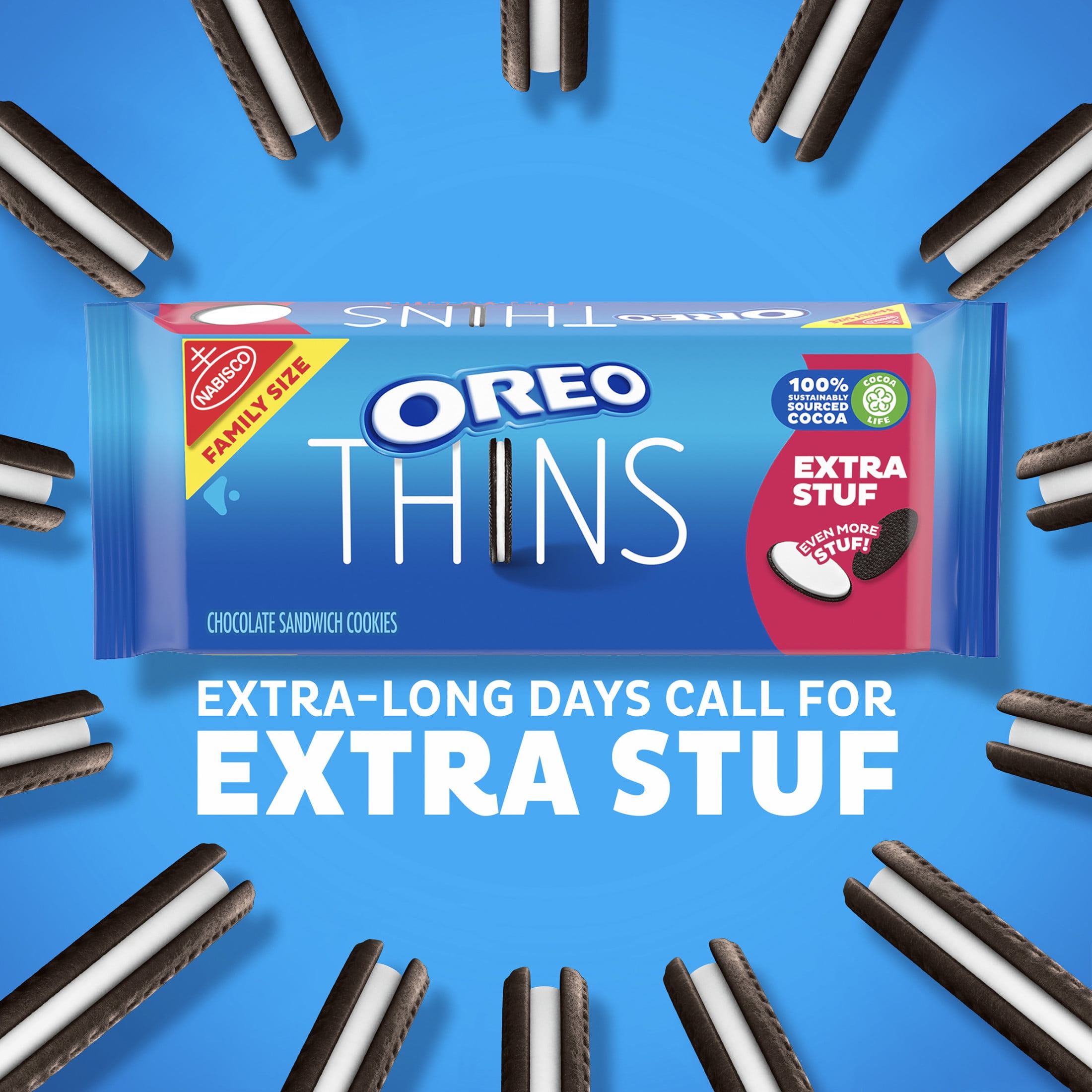 OREO Thins Extra Stuf Chocolate Sandwich Cookies, Family Size, 13.97 oz