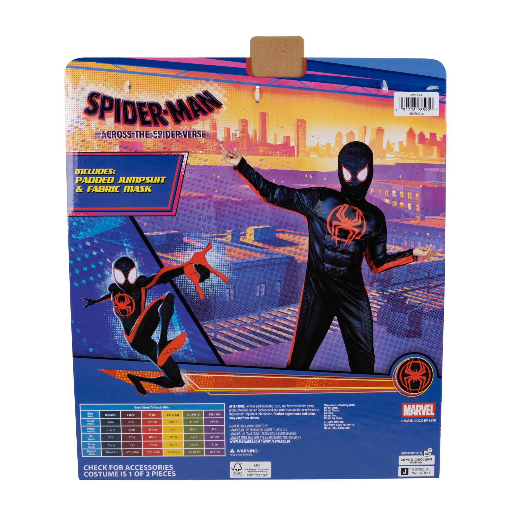Marvel's Miles Morales Halloween Costume for Children, Boy's Size M (8), by Jazwares