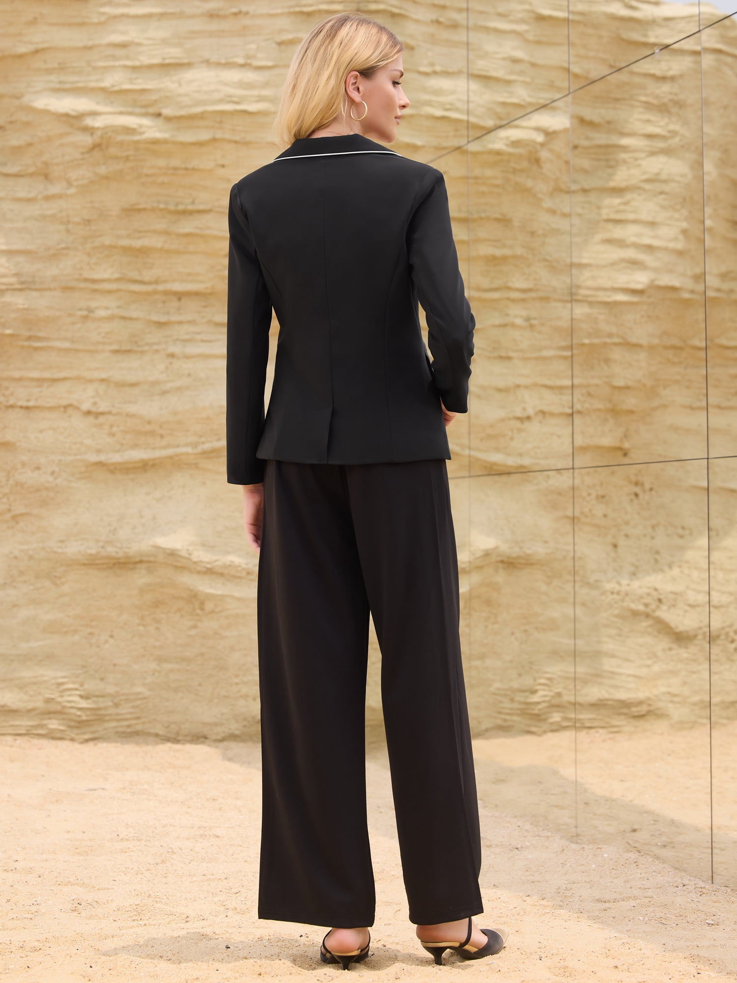 DARING DIVA Women's Double Breasted Blazer Business Suit Jacket 2XL Black