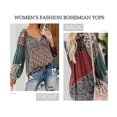 thumbnail image 3 of Blouse Tunique Ample à Manches Longues Col en V Floral Boho pour Femmes, 3 of 4
