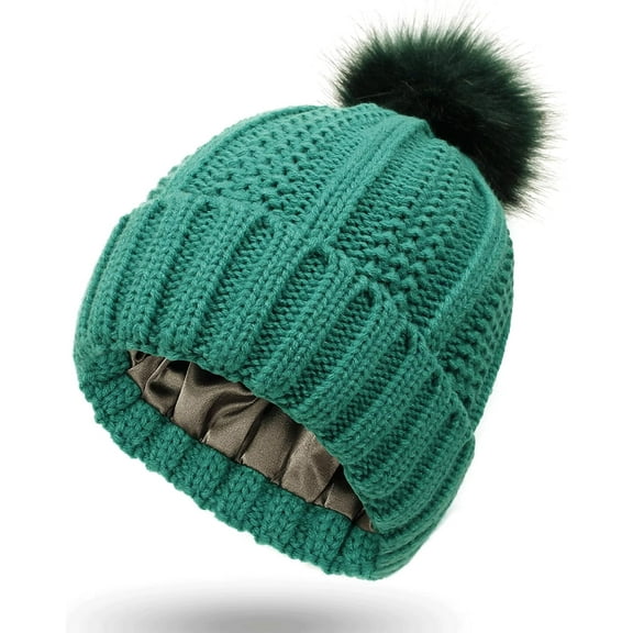 LinYooLi Womens Winter Knitted Beanie Fuzzy Knit Beanie Hat Ribbed Skull Cap Beanie