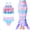 Pink and blue Stripes, variant on SANMIO Girls Mermaid Bathing Suit Mermaid Tail Swimsuit For Kids 3Pcs Swimwear Sets Cute layered Ruffles Halter Bikini Set For Swimming 4-10 Years