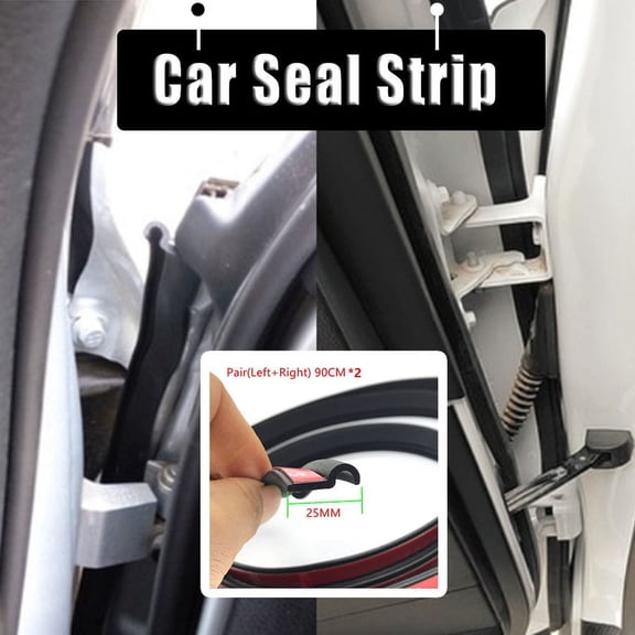 2pcs 90cm x 25mm Universal Car Door Edge Protector A Pillar Seal Weather Strip
