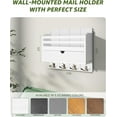 thumbnail image 6 of Decorative Mail Organizer Wall Mount - Modern Key and Mail Holder for Wall with Drawer Organizer and 7 Key Hooks - Wall Decor Living Room for Apartment Essentials (White), 6 of 12